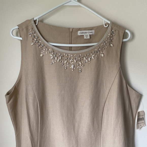 Coldwater Creek Beaded Day Dress Gored Flared Embellish Vintage Vibe Lined Sz 14 - Picture 5 of 17